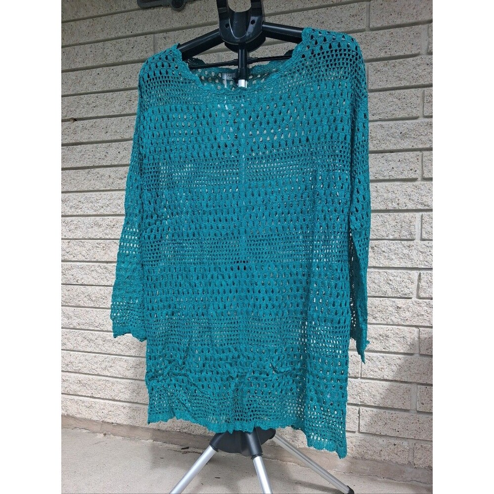 Crochet Swim Cover Up Long Sleeve Mesh Mid-length Beach